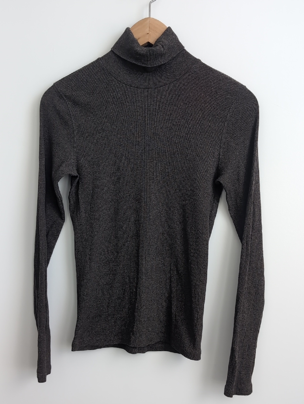 Everlane The Luxe Rib Turtleneck Size Small Ribbed Basic Heathered Brown